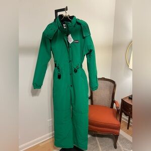 Topshop Sno ski suit with hood and belt in green